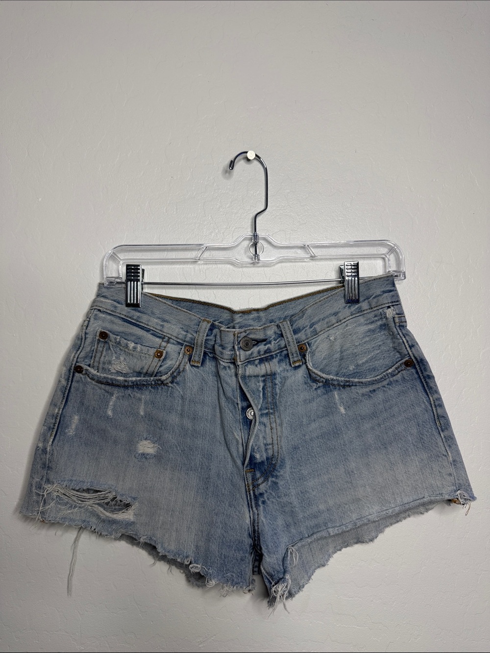 Levi's Light Blue Distressed Denim Cutoff Shorts